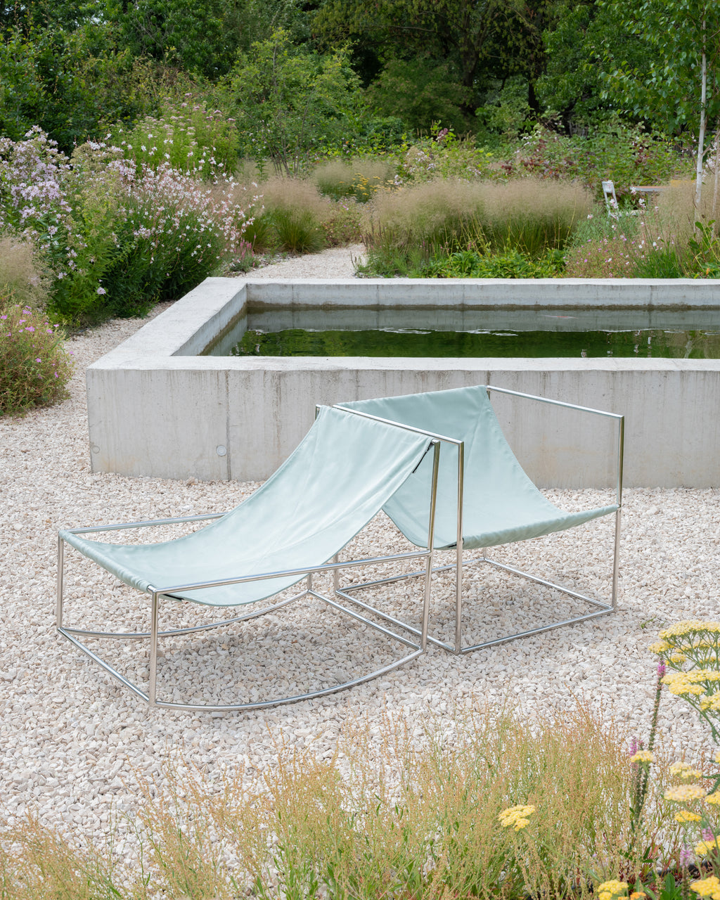 rocking chair stainless steel/green