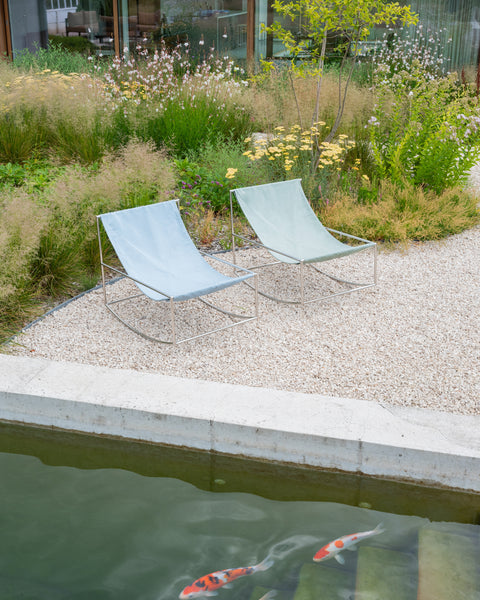 rocking chair stainless steel/light blue